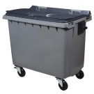 CONTENEUR POUBELLE PLASTIQUE 4 ROUES GRIS 660 LITRES